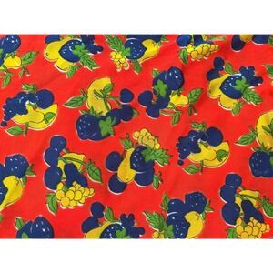Vintage 70 Fruit Novelty Fabric Red Cotton Kitsch Retro 5 Yards Whimsy Fruitcore